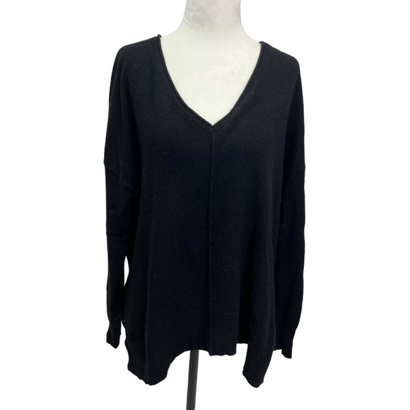 Autumn Cashmere Black V-Neck Pullover Oversized Cashmere Sweater Size S - Picture 4 of 11